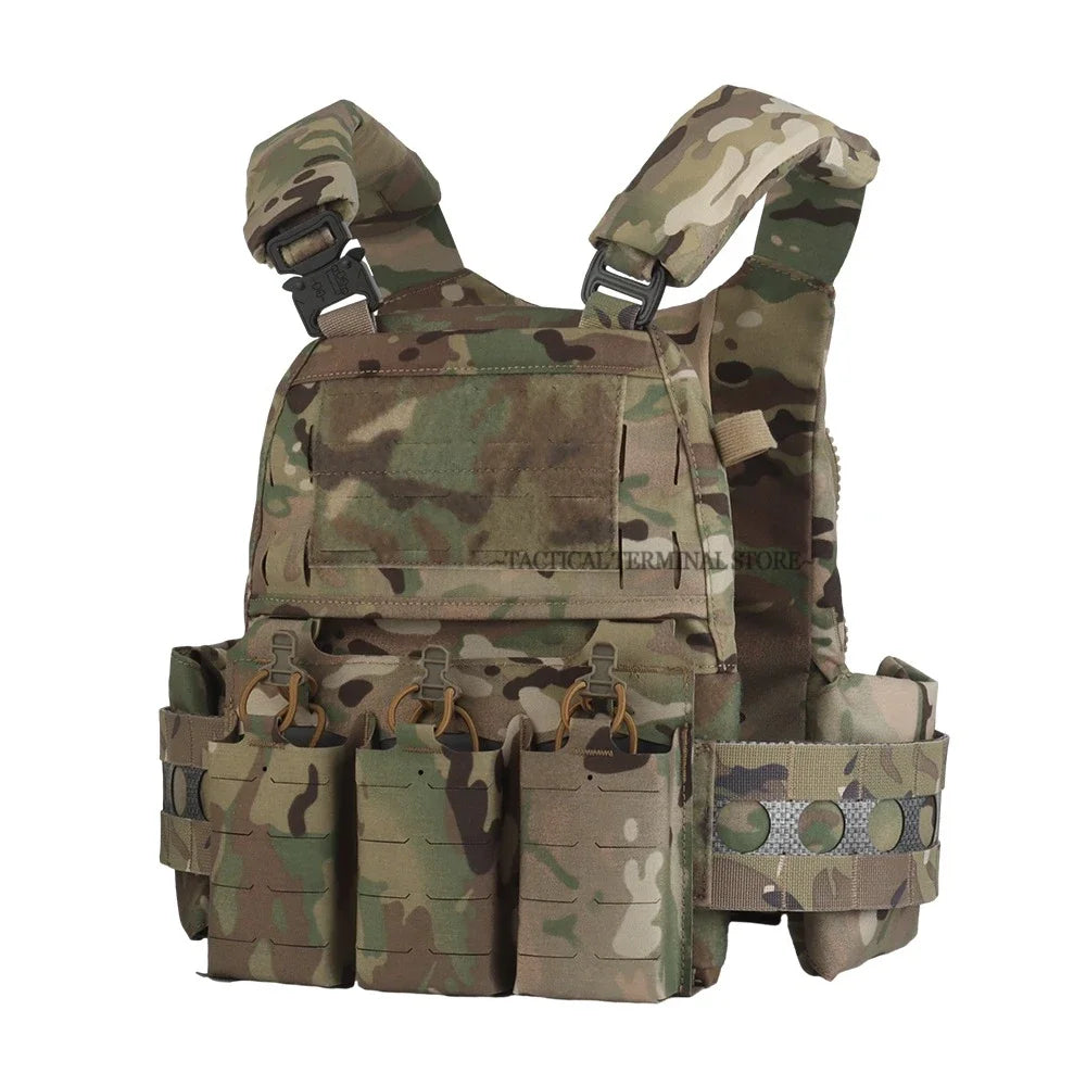 V5 FCPC Tactical Vest Ferro Plate Carrier Hunting Portable MOLLE Airsoft Triple Magazine Pouch with Zip on Back Panel Banger