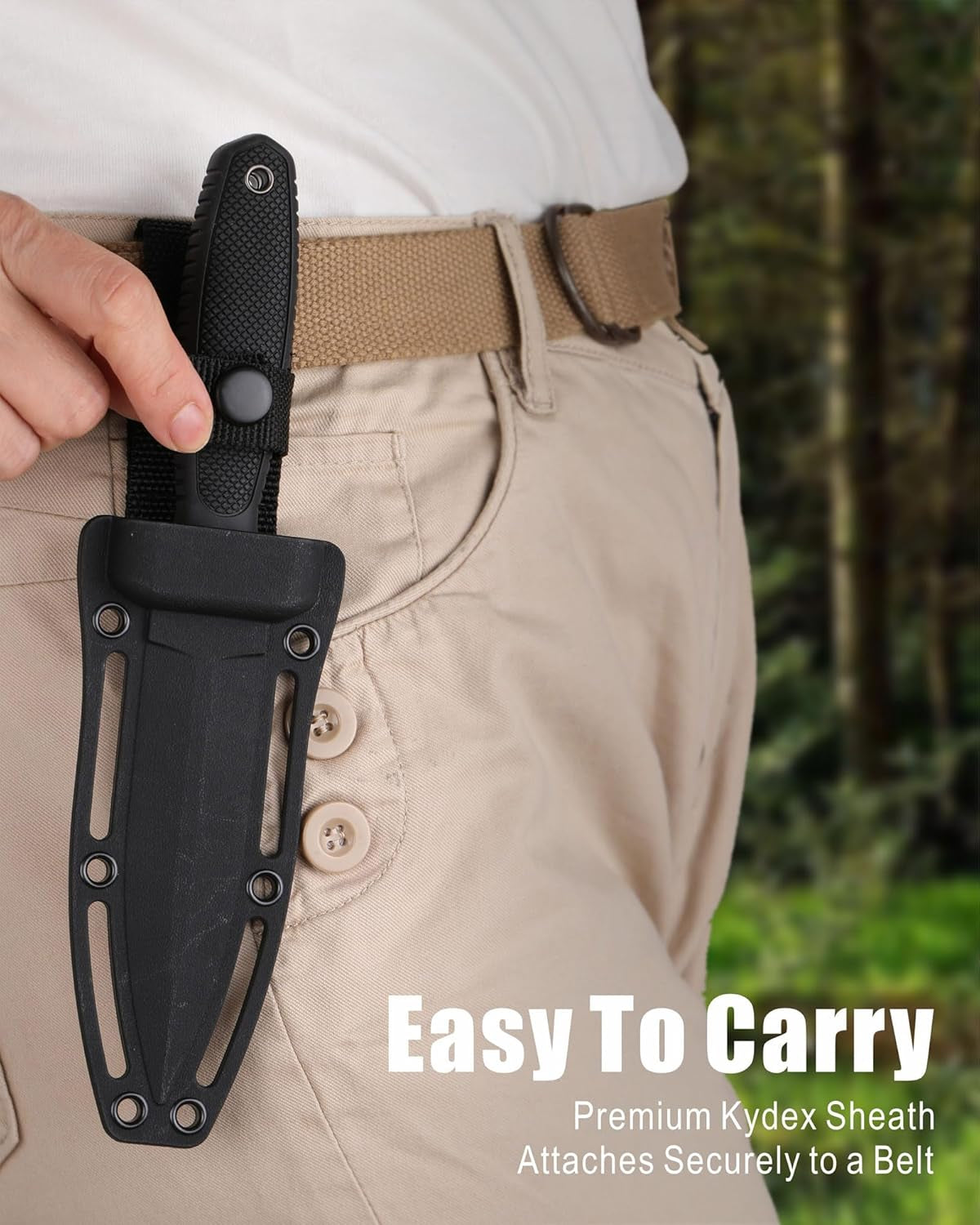 Fixed Blade Knife with Sheath, 4.3" Double Edged 8Cr13 Steel Blade,Ergonomic TPR Handle