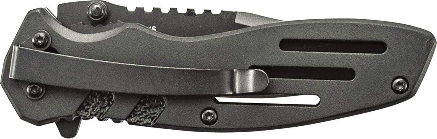 Accessories Extreme Ops SWA24S 7.1In S.S. Folding Knife with 3.1In Serrated Clip Point Blade and Aluminum Handle for Outdoor