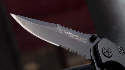 Accessories Extreme Ops SWA24S 7.1In S.S. Folding Knife with 3.1In Serrated Clip Point Blade and Aluminum Handle for Outdoor