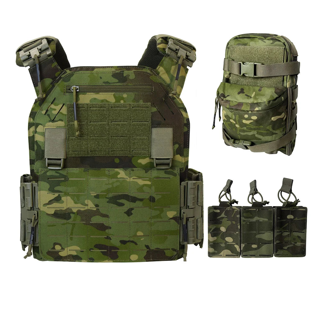 UT-ZH02 Nylon Quick Release Adjustable Laser Cutting Vest with Hydration Backpack and Triple Magazine Pouch Tatcial Combat Set