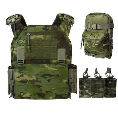 UT-ZH02 Nylon Quick Release Adjustable Laser Cutting Vest with Hydration Backpack and Triple Magazine Pouch Tatcial Combat Set
