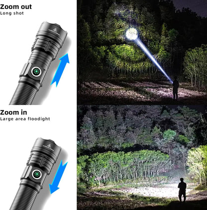 Tactical Flashlight Type-C USB Rechargeable 6000 Lumens Waterproof For Picatiny Rails