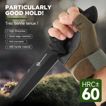 Tanto Fixed Blade Knife, Tactical Fixed Blade Knife, 5Mm Thick Full Tang Survival with Sheath for Hunting, Camping, and Adventure