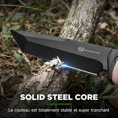 Tanto Fixed Blade Knife, Tactical Fixed Blade Knife, 5Mm Thick Full Tang Survival with Sheath for Hunting, Camping, and Adventure