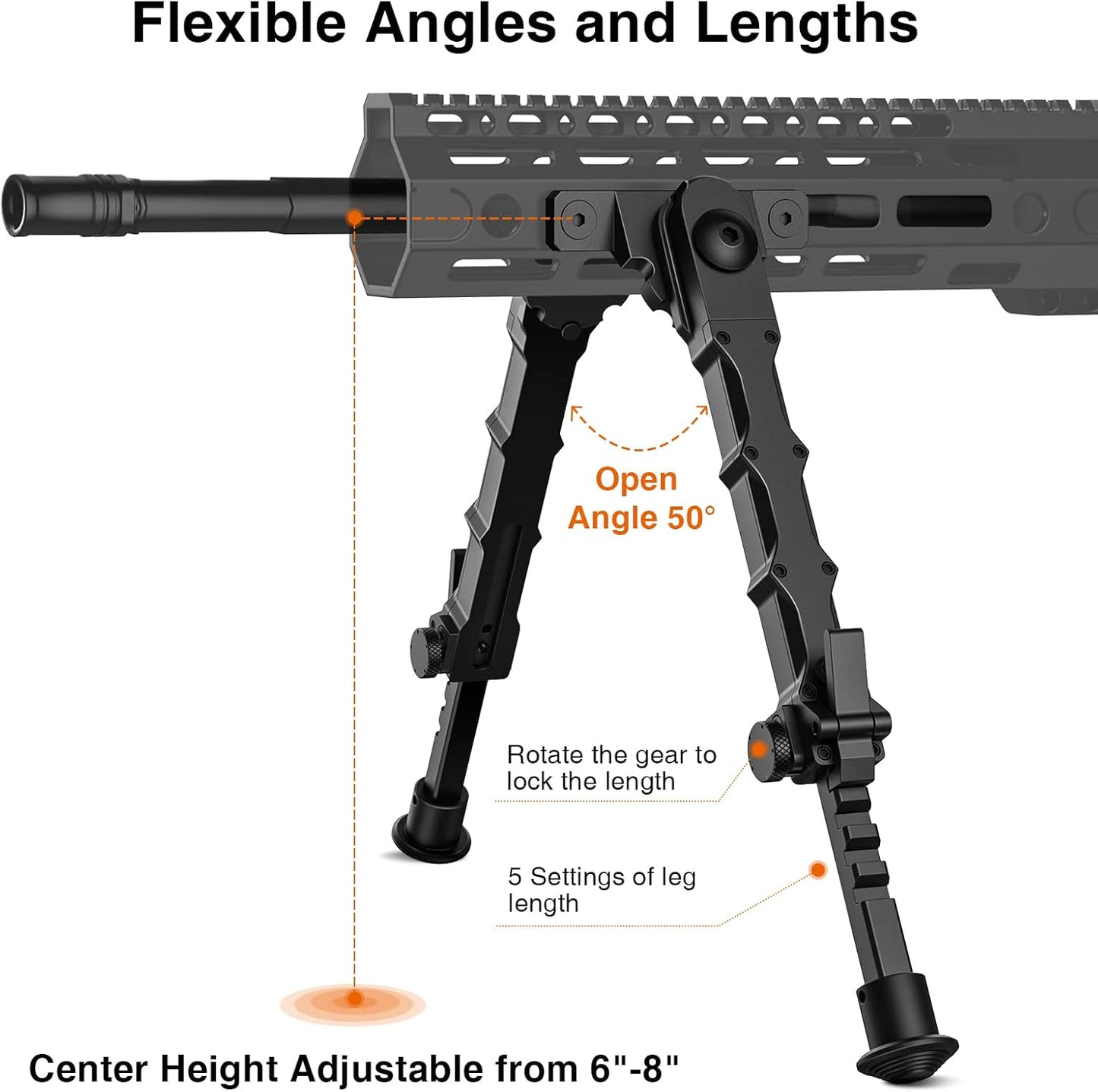 7.5-9 Inches Rifle Bipod For Picatiny Rails