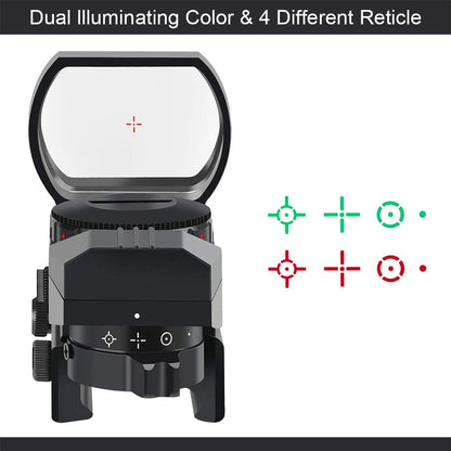 Reflex Sight - Adjustable Reticle (4 Styles) Both Red and Green in One Sight!