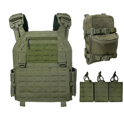 UT-ZH02 Nylon Quick Release Adjustable Laser Cutting Vest with Hydration Backpack and Triple Magazine Pouch Tatcial Combat Set
