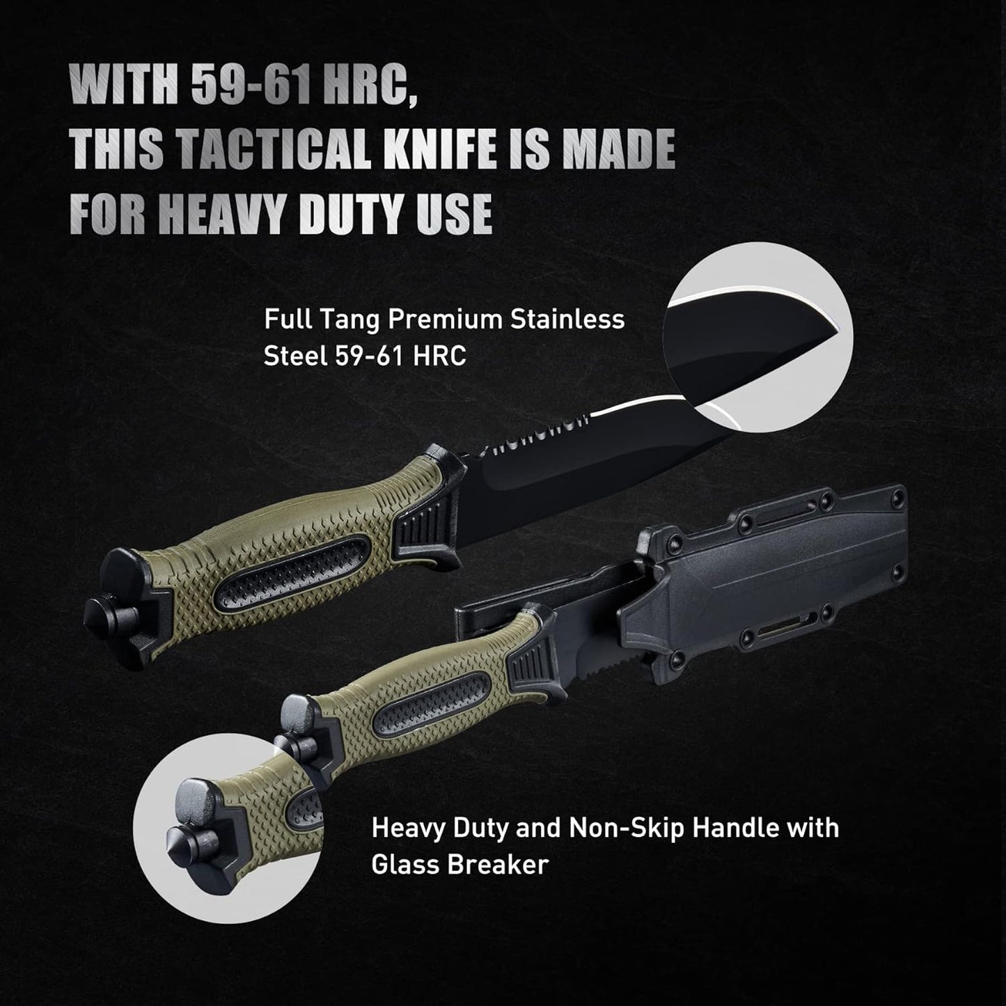 10" Fixed Blade Tactical Knives with Sheath and Clip