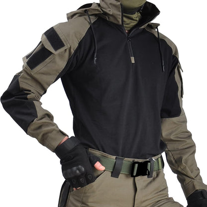 Mens tactical long sleeve shirt with elbow pads