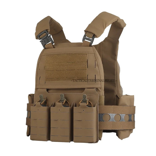 V5 FCPC Tactical Vest Ferro Plate Carrier Hunting Portable MOLLE Airsoft Triple Magazine Pouch with Zip on Back Panel Banger