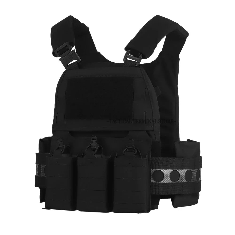 V5 FCPC Tactical Vest Ferro Plate Carrier Hunting Portable MOLLE Airsoft Triple Magazine Pouch with Zip on Back Panel Banger