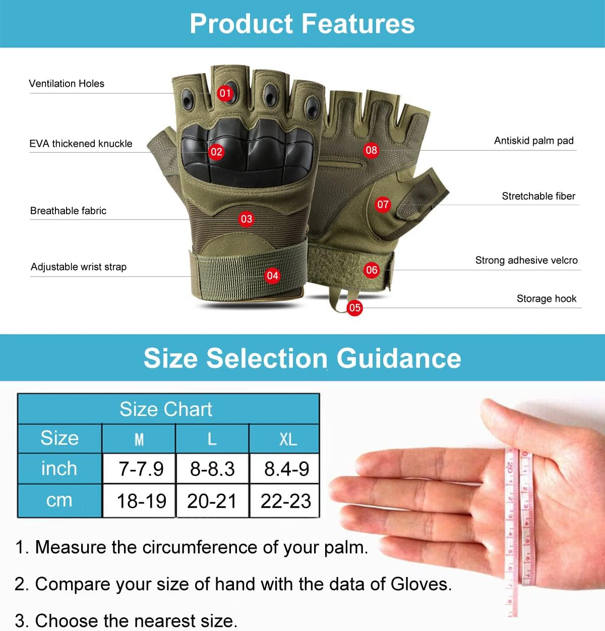 Outdoor Fingerless Gloves for Men 