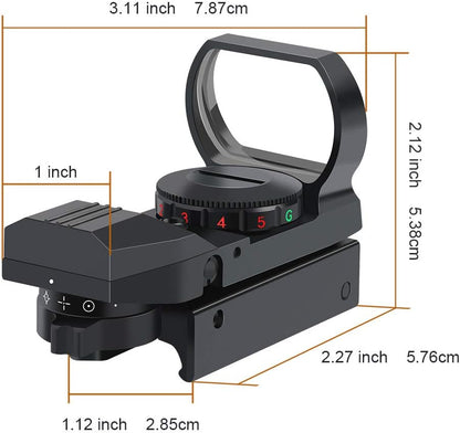 Reflex Sight - Adjustable Reticle (4 Styles) Both Red and Green in One Sight!