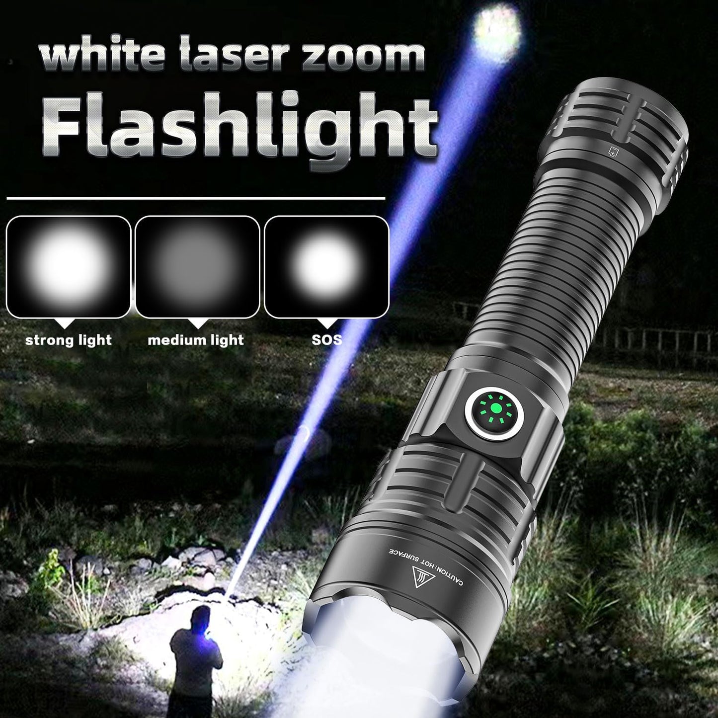 Tactical Flashlight Type-C USB Rechargeable 6000 Lumens Waterproof For Picatiny Rails