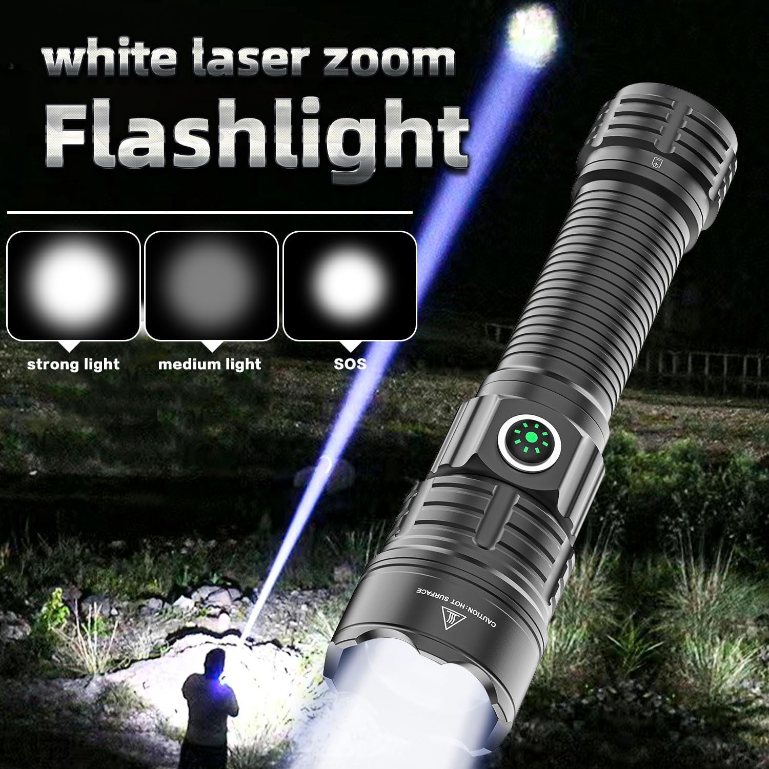 Tactical Flashlight Type-C USB Rechargeable 6000 Lumens Waterproof For Picatiny Rails