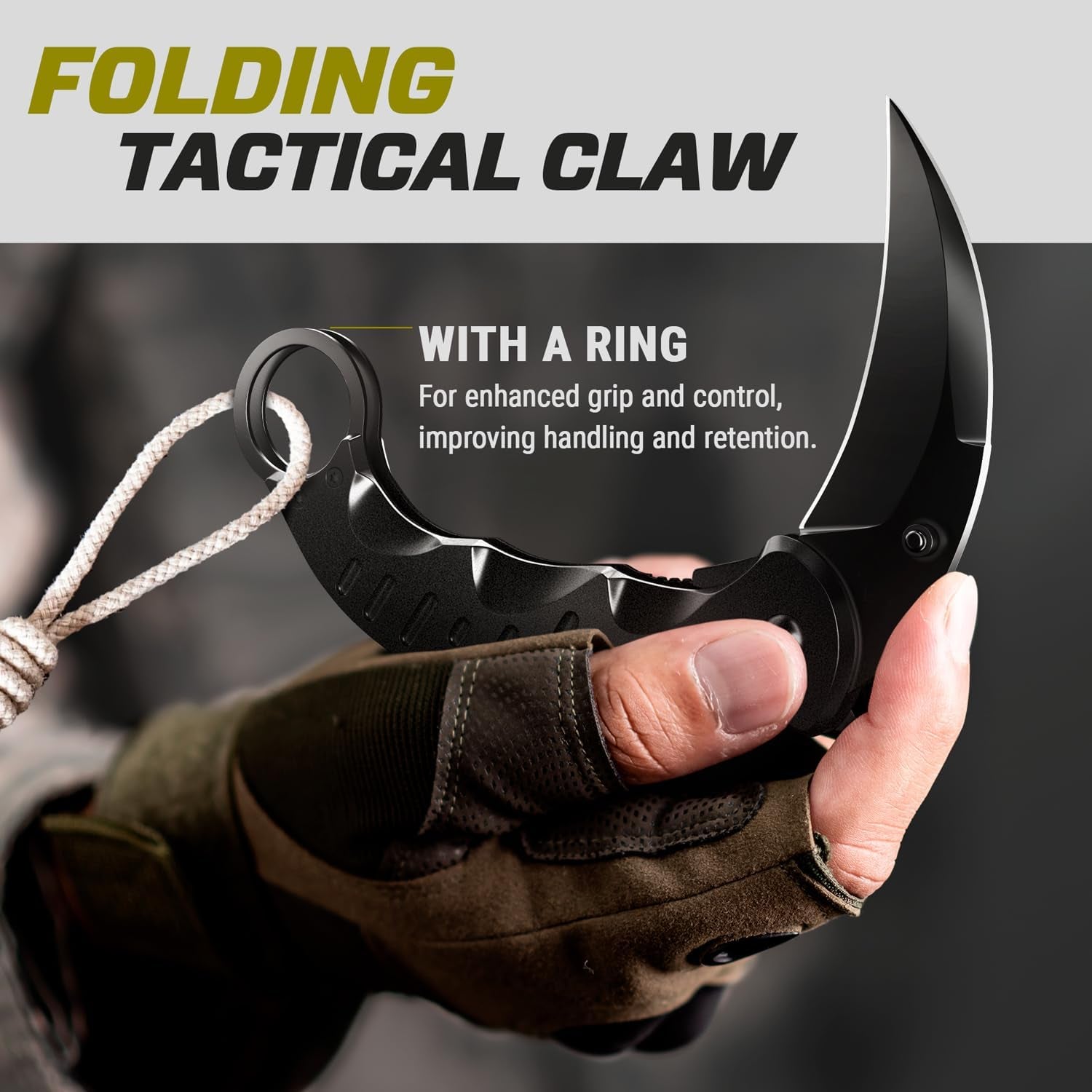 Tactical Spring Assisted Pocket Knife - Karambit Folding Knives for Men - Folding Sharp Tiger Claw Blade - Best Combat Tool for Hunting Military Camping Self Defense EDC - Birthday Mens Gifts X-42