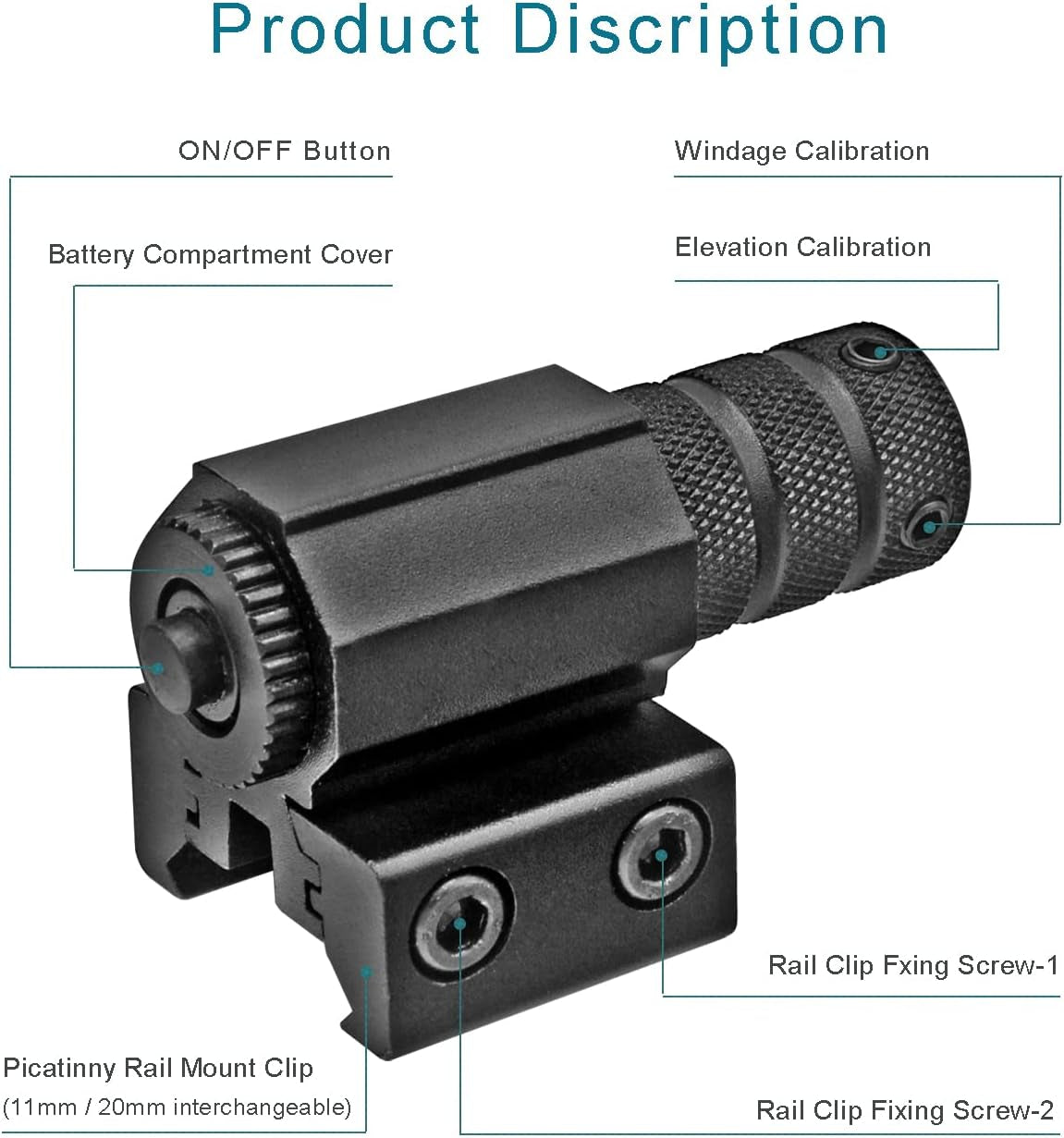 Compact Tactical Red/Green Laser Sight With Picatiny Support