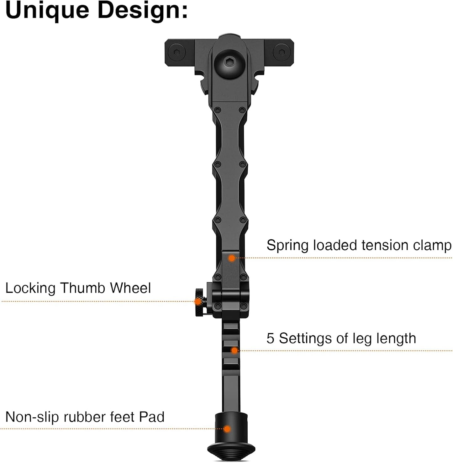 7.5-9 Inches Rifle Bipod For Picatiny Rails
