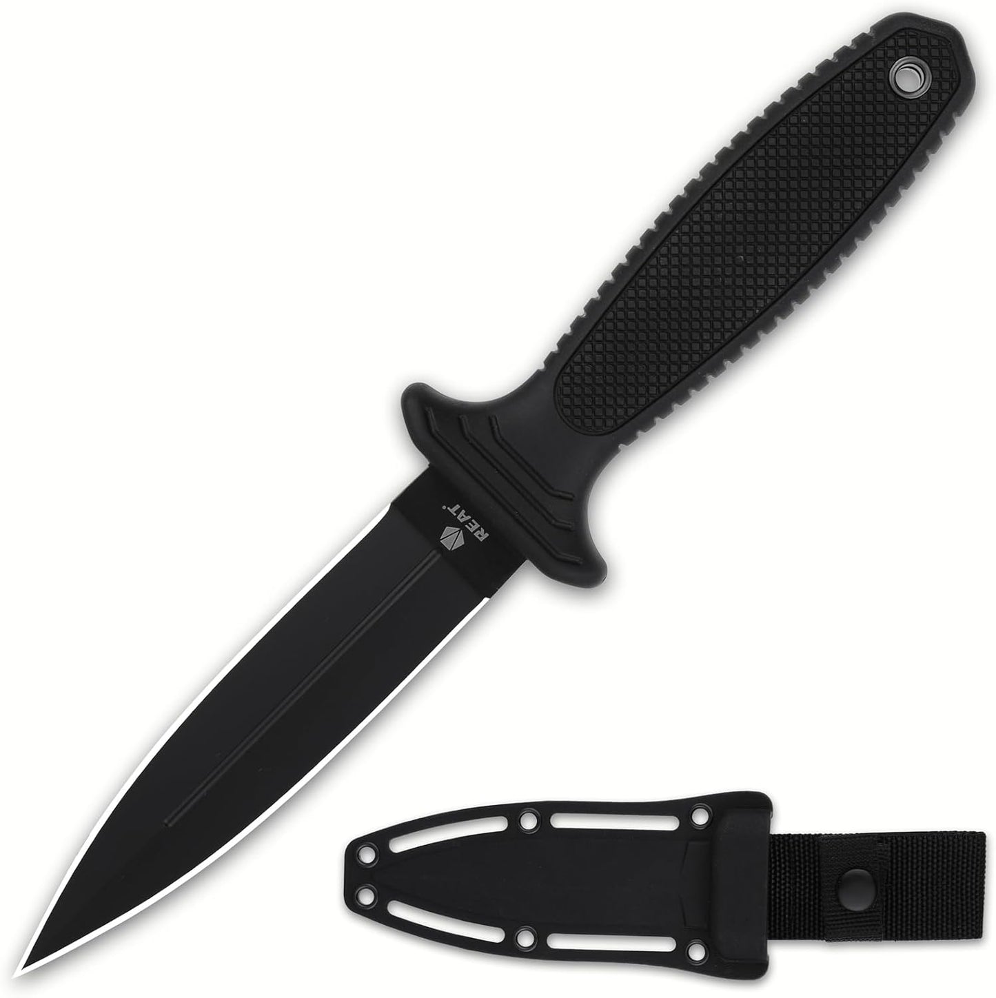 Fixed Blade Knife with Sheath, 4.3" Double Edged 8Cr13 Steel Blade,Ergonomic TPR Handle