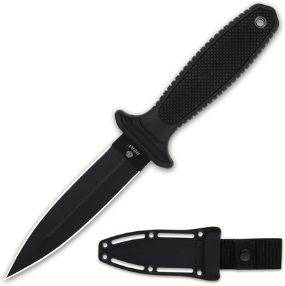 Fixed Blade Knife with Sheath, 4.3" Double Edged 8Cr13 Steel Blade,Ergonomic TPR Handle