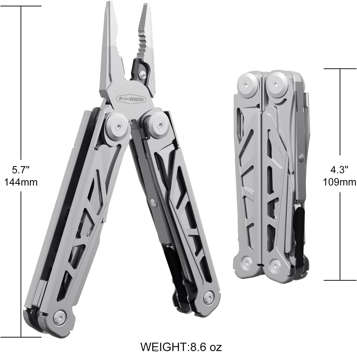 Multitool, 17-In-1 Stainless Steel Multi Tool Pliers with Self-Locking, Pocket Knife, Nylon Sheath, Professional (EDC) Multi-Tool for Survival, Camping and Hunting, Hiking, Gifts for Men