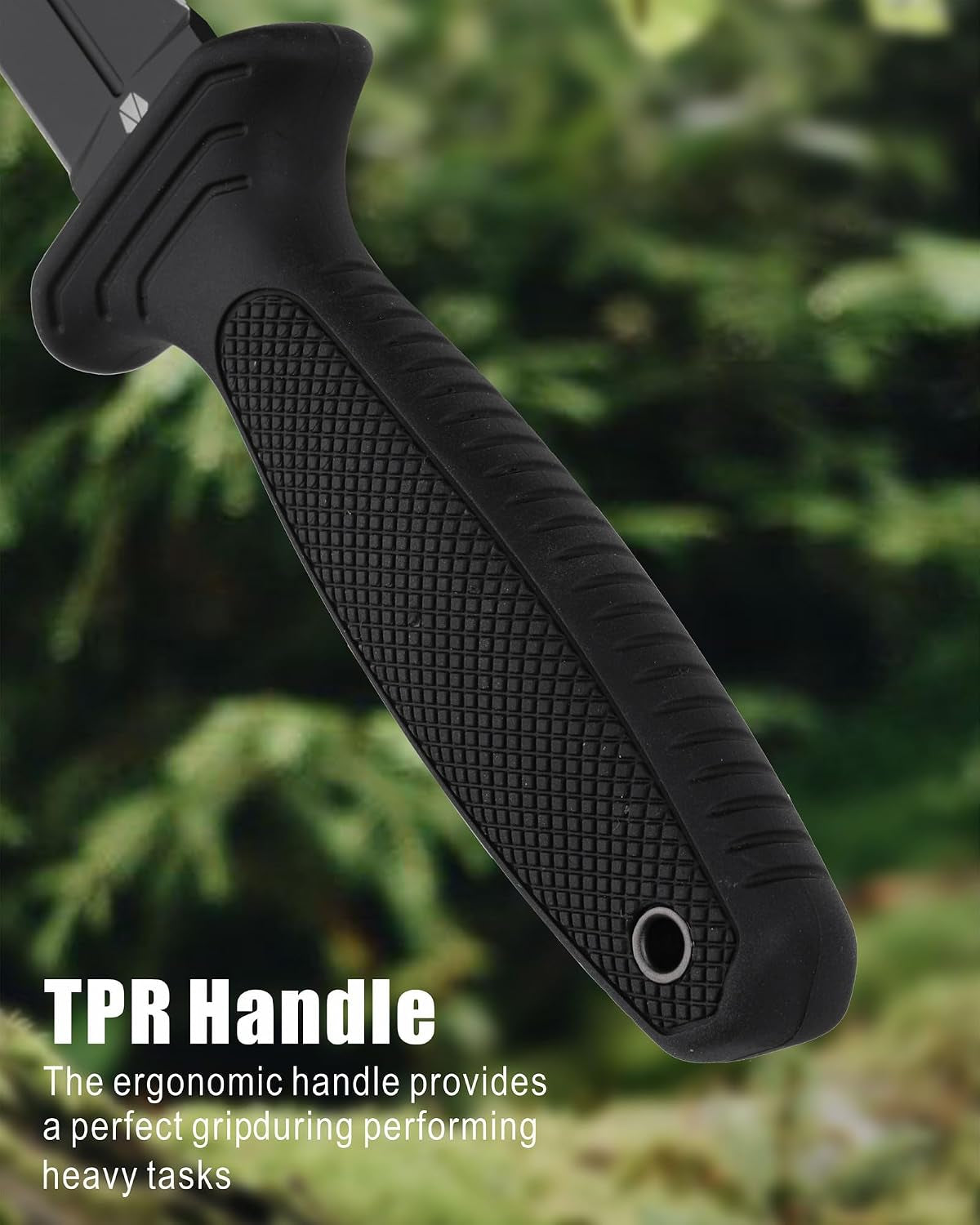 Fixed Blade Knife with Sheath, 4.3" Double Edged 8Cr13 Steel Blade,Ergonomic TPR Handle
