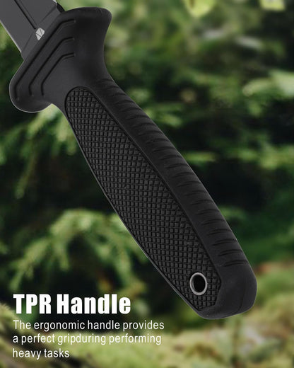 Fixed Blade Knife with Sheath, 4.3" Double Edged 8Cr13 Steel Blade,Ergonomic TPR Handle