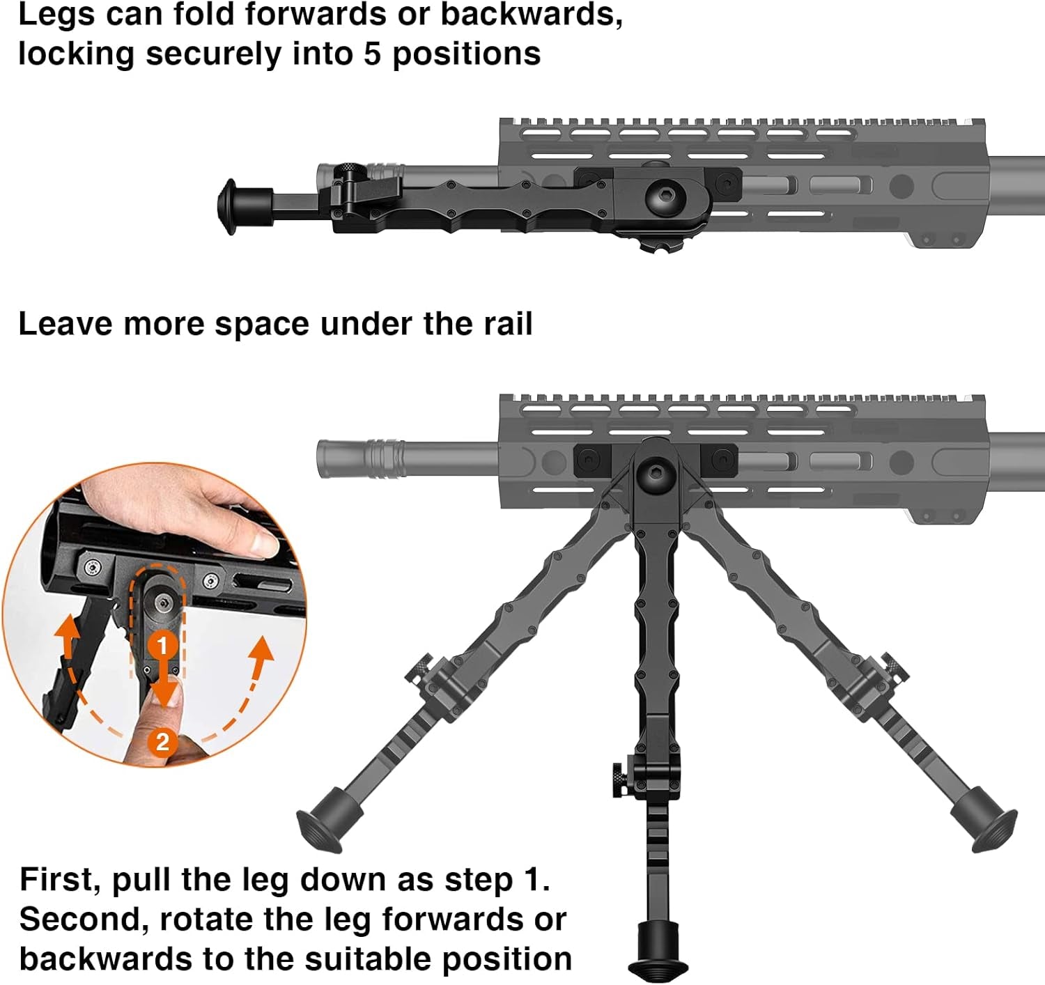 7.5-9 Inches Rifle Bipod For Picatiny Rails
