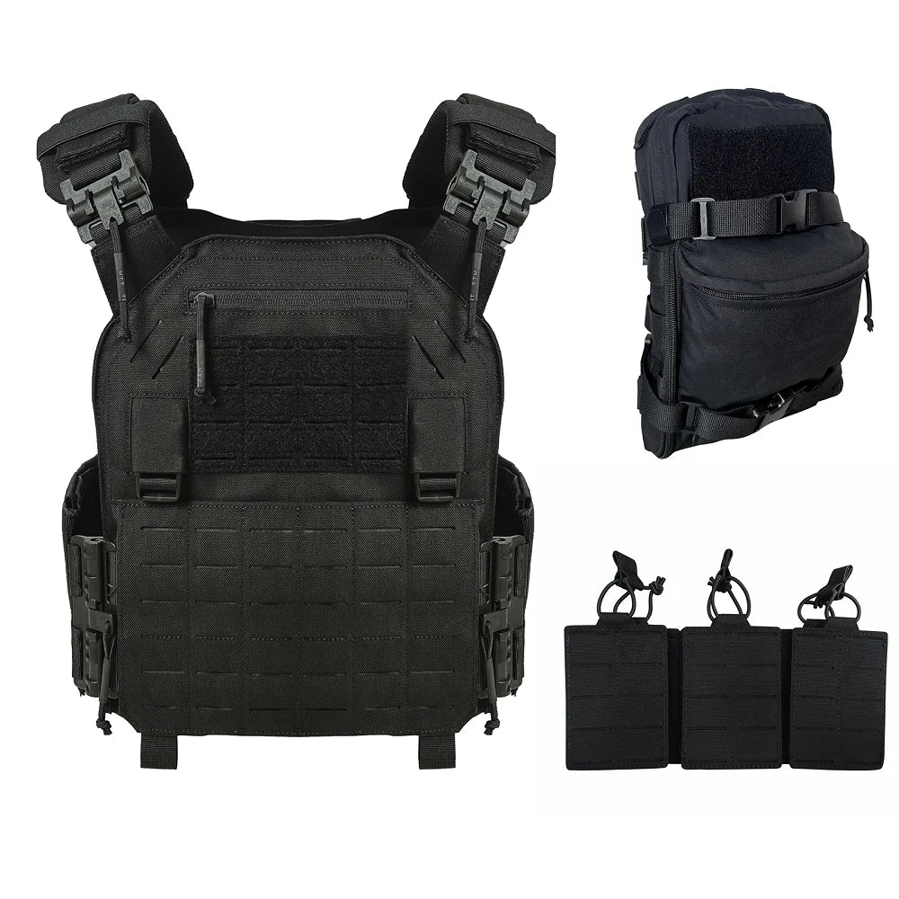 UT-ZH02 Nylon Quick Release Adjustable Laser Cutting Vest with Hydration Backpack and Triple Magazine Pouch Tatcial Combat Set