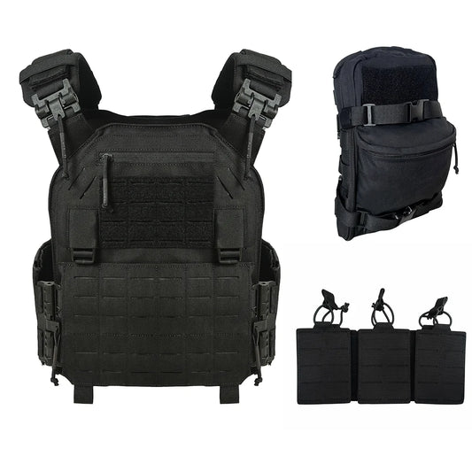 UT-ZH02 Nylon Quick Release Adjustable Laser Cutting Vest with Hydration Backpack and Triple Magazine Pouch Tatcial Combat Set
