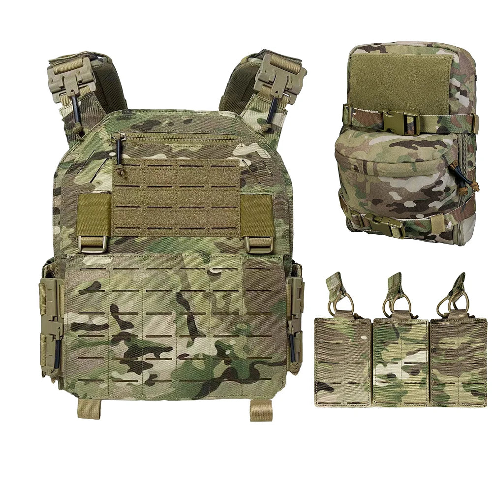 UT-ZH02 Nylon Quick Release Adjustable Laser Cutting Vest with Hydration Backpack and Triple Magazine Pouch Tatcial Combat Set
