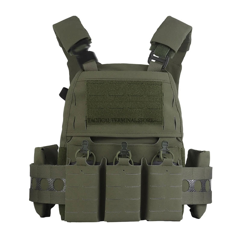 V5 FCPC Tactical Vest Ferro Plate Carrier Hunting Portable MOLLE Airsoft Triple Magazine Pouch with Zip on Back Panel Banger