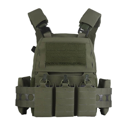 V5 FCPC Tactical Vest Ferro Plate Carrier Hunting Portable MOLLE Airsoft Triple Magazine Pouch with Zip on Back Panel Banger
