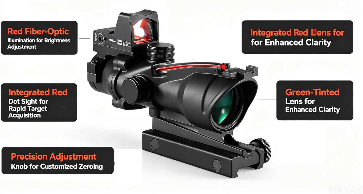 4X32 Style Sight Red Fiber Dot Sight Optics Mini Red Dot Aluminum Black
