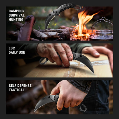 Tactical Spring Assisted Pocket Knife - Karambit Folding Knives for Men - Folding Sharp Tiger Claw Blade - Best Combat Tool for Hunting Military Camping Self Defense EDC - Birthday Mens Gifts X-42
