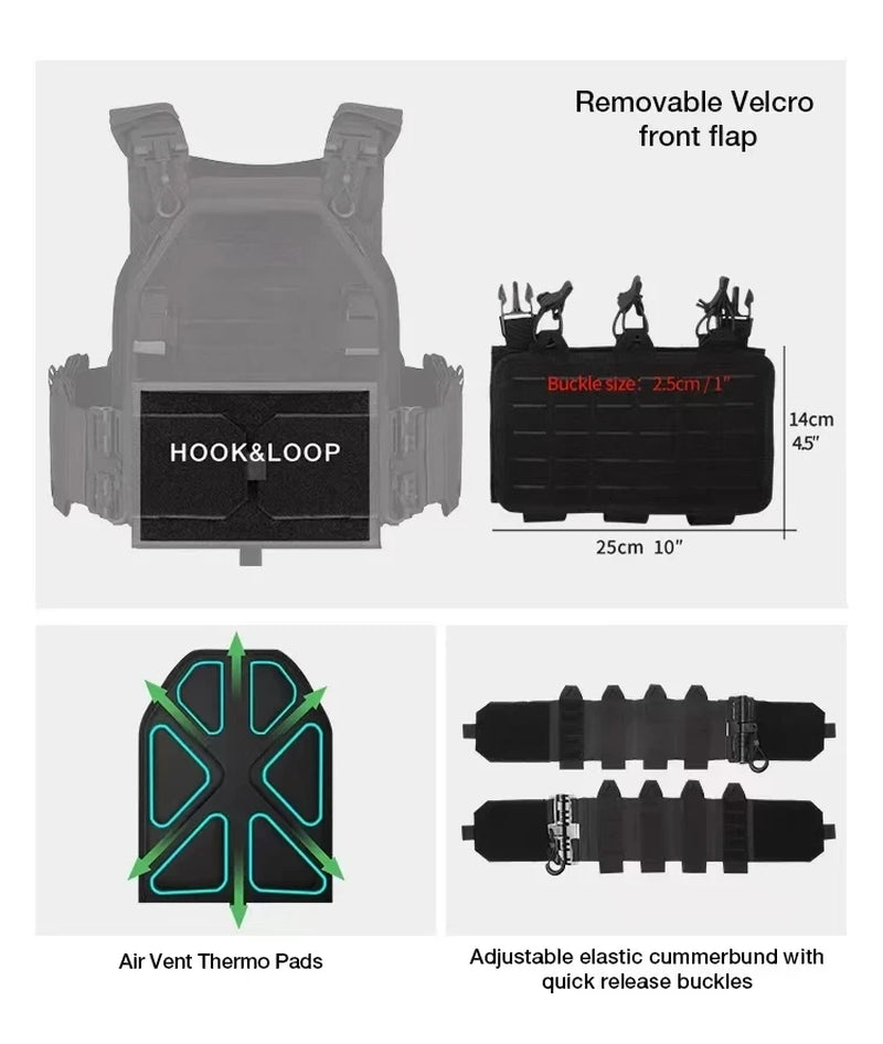 YAKEDA Tactical Vest 6094 Fast Detachable Light Laser Cut Outdoor Hunting Black Gear Carry Vest of High Quality