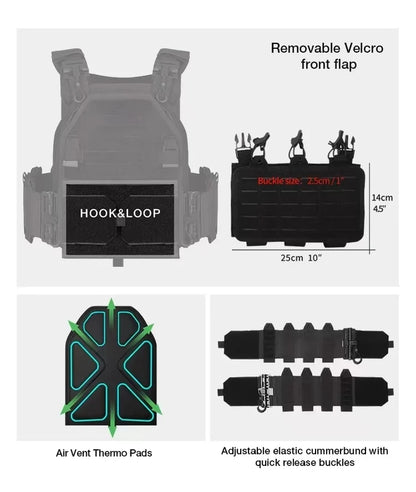 YAKEDA Tactical Vest 6094 Fast Detachable Light Laser Cut Outdoor Hunting Black Gear Carry Vest of High Quality